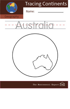 Preview of Geography: Tracing Names of Continents - Australia