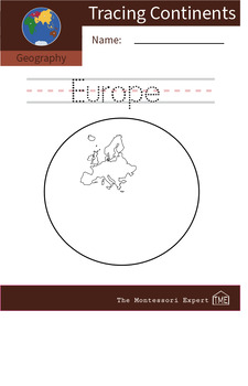 Preview of Geography: Tracing Names of Continents - Europe