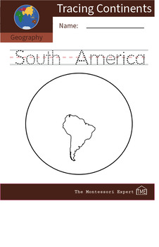 Preview of Geography: Tracing Names of Continents - South America