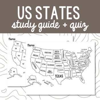 Preview of Geography US States Printable Study Guide & Quiz {Freebie}