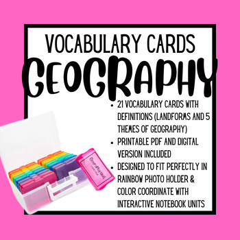 Preview of Geography Unit Vocabulary Cards (PDF Printable Resource)
