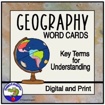 Preview of Geography Vocabulary Activity Cards with Digital Easel Activity