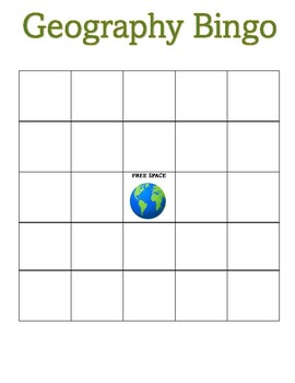 Preview of Geography Vocabulary Bingo Card