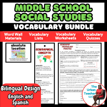 Preview of Geography Vocabulary Mastery Bundle for Middle School Social Studies and ENL