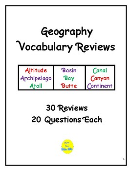 Preview of Geography Vocabulary Reviews