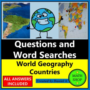 Preview of Geography Word Search Countries around the World End of the Year Activities