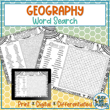 Preview of Geography Word Search Puzzle Activity