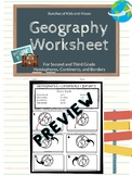 Geography Worksheet (Hemispheres, Continents, and Borders)