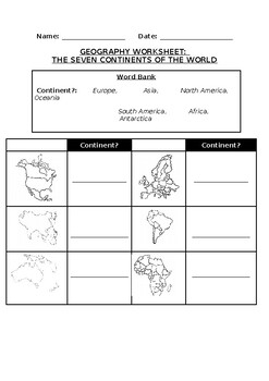 Seven Continents Worksheets Teachers Pay Teachers