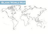 Geography World Map Blank BW All Continents Great for Colo
