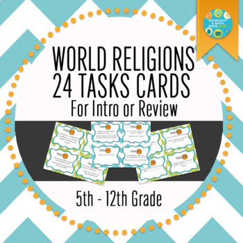 Preview of Geography, World Religions Task Card Cooperative Activity