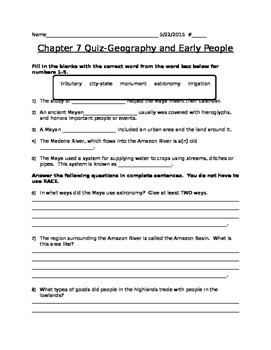 Geography And Early People Social Studies Quiz By Jessica Brabazon