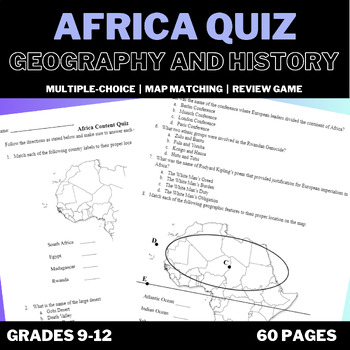 Preview of Geography and History of Africa Jeopardy Review and Quiz