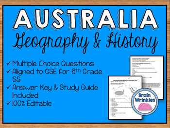 Preview of Geography and History of Australia Assessment (SS6H4, SS6G11, SS6G12)