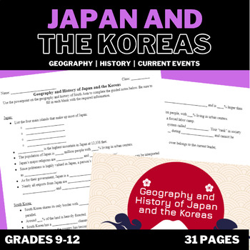 Preview of Geography and History of Japan and the Koreas Slides with Guided Notes