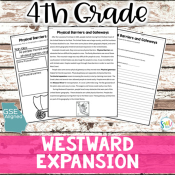 Preview of Geography and Westward Expansion Reading Packet (SS4G2b) GSE Aligned, NO PREP