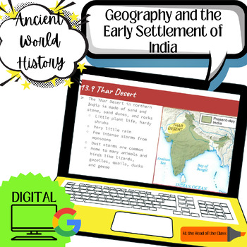 Preview of Geography and the Early Settlement of India DIGITAL Reading & Guided Notes