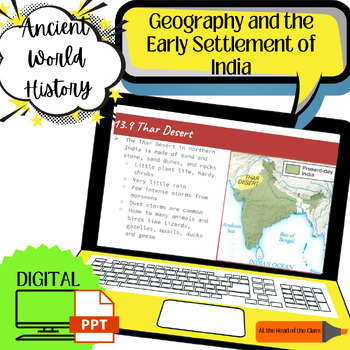 Preview of Geography and the Early Settlements of India PRINTABLE POWERPOINT Guided Notes