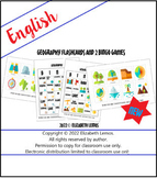 Geography flashcards and 2 Bingo Games (ESL A1/B1)