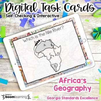 Preview of Geography in Africa DIGITAL Task Cards SS7G1, SS7G1a, SS7G1 | DISTANCE LEARNING