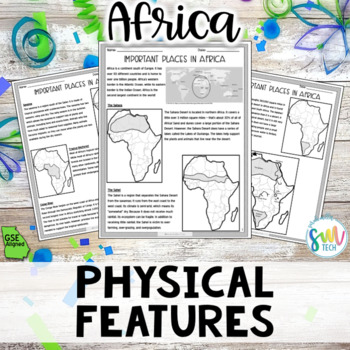 Preview of Geography in Africa Reading Activity Packet (SS7G1, SS7G1a) GSE Aligned