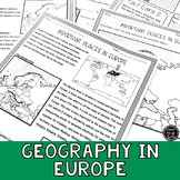 Geography in Europe Reading Activity (SS6G7, SS6G7a) GSE Aligned
