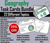 US and World Geography Unit Task Card Activity Bundle (Map