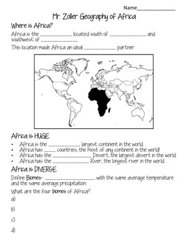 Geography of Africa Guided Notes by Griggles in the Middle | TPT