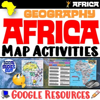 Preview of Geography of Africa Map Practice Activities | Print and Digital | Google