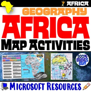 Preview of Geography of Africa Map Practice Activities | Print and Digital | Microsoft