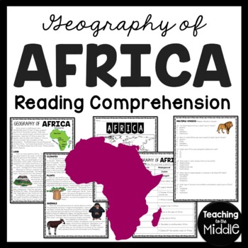 Preview of Geography of Africa Reading Comprehension Worksheet Continent Studies