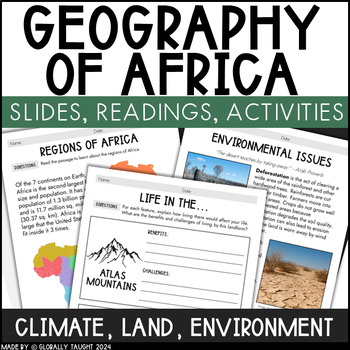 Preview of Geography of Africa Unit with Climate, Features, Regions, and Maps of Africa