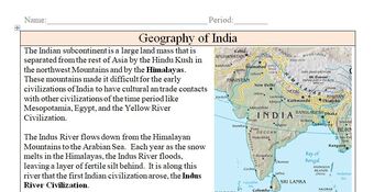 Geography Of Ancient India Reading And Map Assignment - 