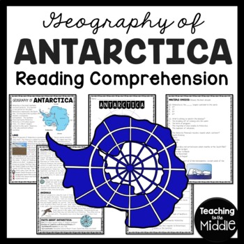 Preview of Geography of Antarctica Reading Comprehension Worksheet Continent Studies