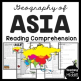 Geography of Asia Reading Comprehension Worksheet Continen
