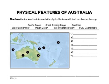 Preview of Geography of Australia (SS6G11) Worksheet