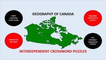 Preview of Geography of Canada: Interdependent Crossword Puzzles Activity