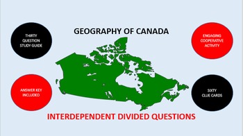 Preview of Geography of Canada: Interdependent Divided Questions Activity