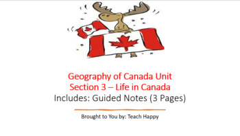 Preview of Geography of Canada Unit - Section 3 Outline Notes and Worksheet