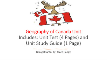 Preview of Geography of Canada Unit - Study Guide, Test, and Blooket