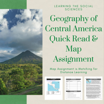 Preview of Geography of Central America: 1 Page Reading & Map Assignment