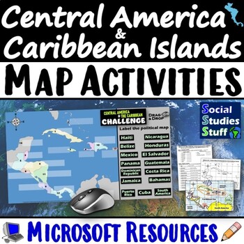 Preview of Geography of Central America and Caribbean Map Practice Activities | Microsoft