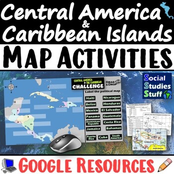 Preview of Geography of Central America and the Caribbean Map Practice Activities | Google