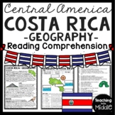 Geography of Costa Rica in Central America Reading Compreh