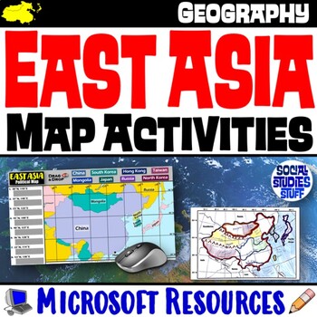 Preview of Geography of East Asia Map Practice Activities | Print and Digital | Microsoft