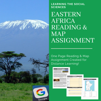 Preview of Geography of Eastern Africa Reading & Map Assignment for Distance Learning