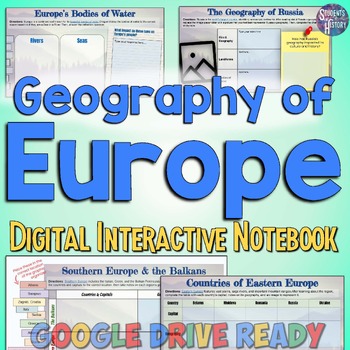 Preview of Geography of Europe Digital Interactive Notebook & Map Activities