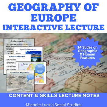 Preview of Geography of Europe Interactive Lecture | European Geography or Culture Study