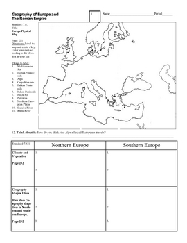 Geography of Europe and Roman Empire Graphic Organizer or ...