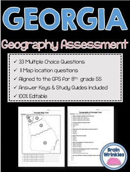 of Georgia Assessment (Editable) by Brain Wrinkles | TPT